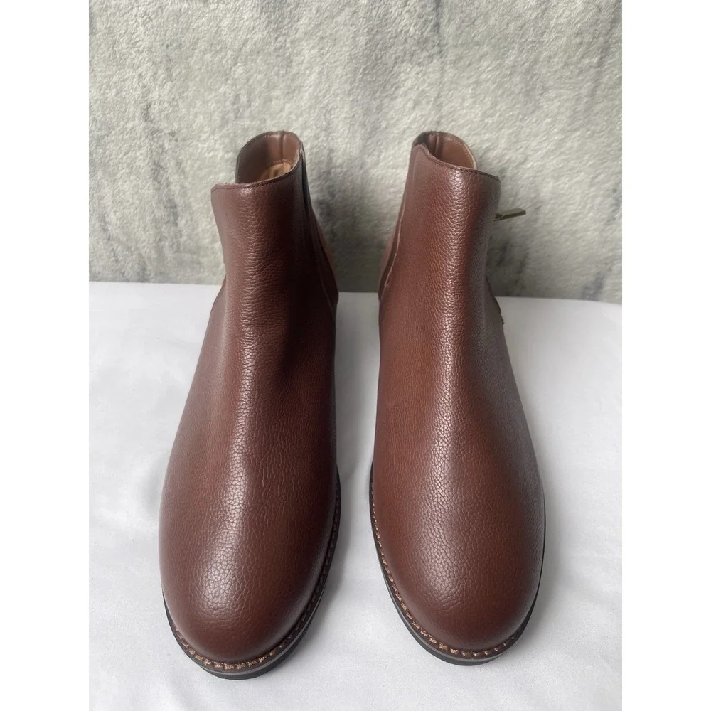 SoftWalk Wesley Ankle Boots Brown Leather, Women's 11W ‎ New